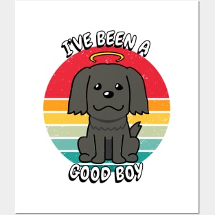 Cute black dog is a good boy Posters and Art